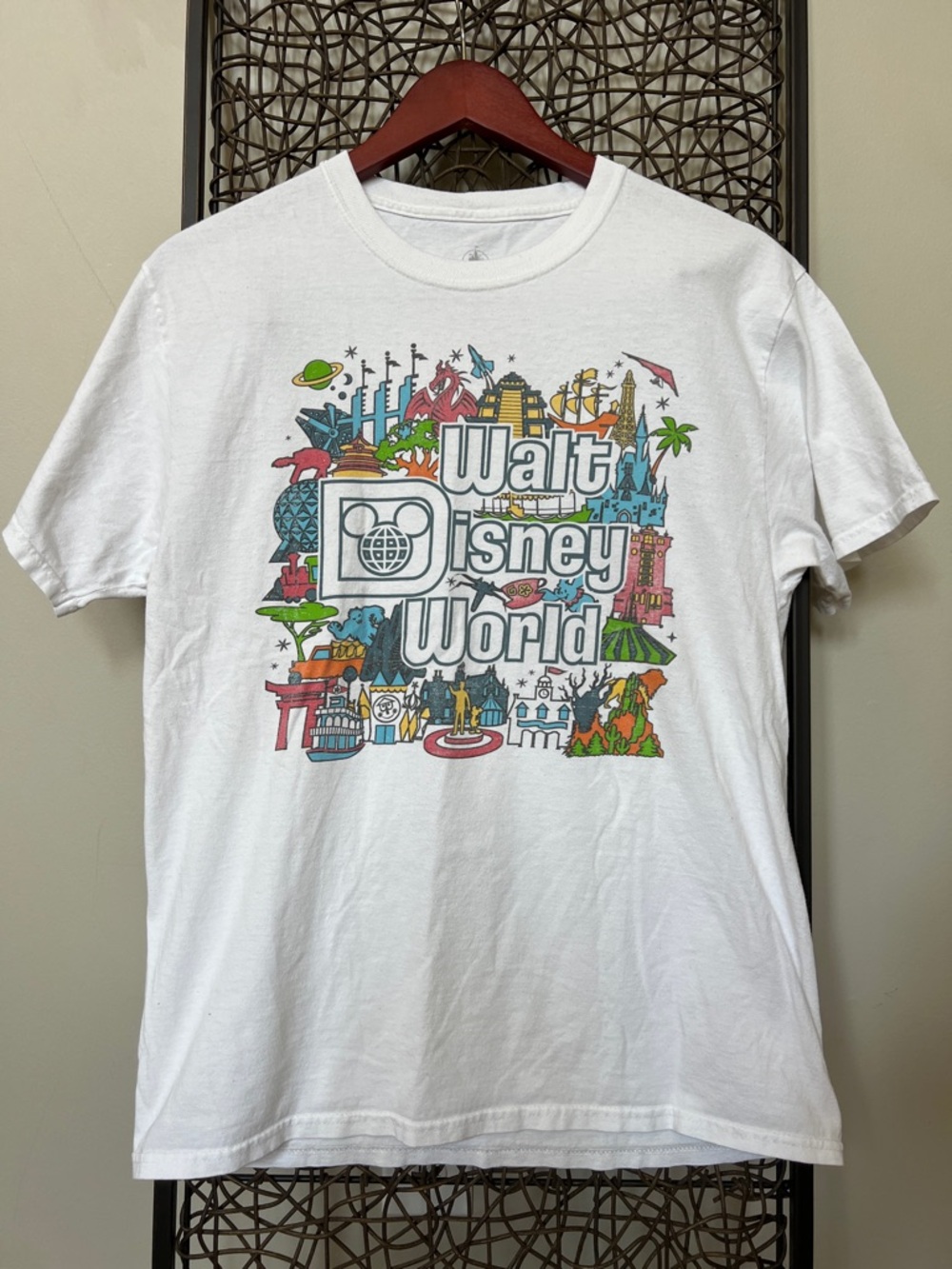 Walt Disney World "Attraction Opening Days" white t-shirt distressed unisex M